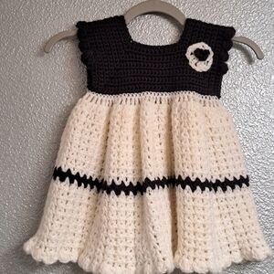 Handmade Black & White Knitted Baby Dress